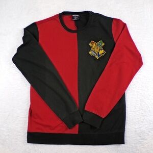 Harry Potter Men's Size M Pullover Sweatshirt - Hogwarts Lapel Patch Red Black